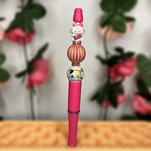 Handmade Beaded Pen with Bunny Nurse & Cat | Veterinarian or Nurse Gift